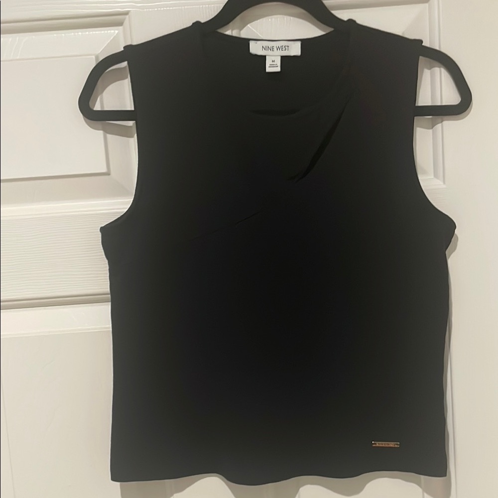 Nine West Black Fitted Cut Out Tank Top